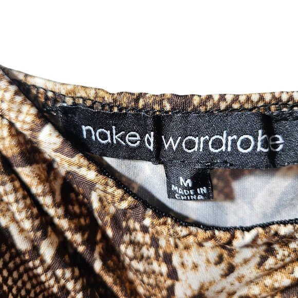 Snake Print Maxi Skirt With Sheer Mesh Detail By Naked Wardrobe Size M Stretch F - Picture 3 of 5